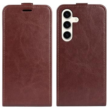 Samsung Galaxy S24+ Vertikal Flip Taske med Kortholder - Brun