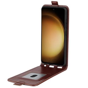 Samsung Galaxy S24+ Vertikal Flip Taske med Kortholder - Brun