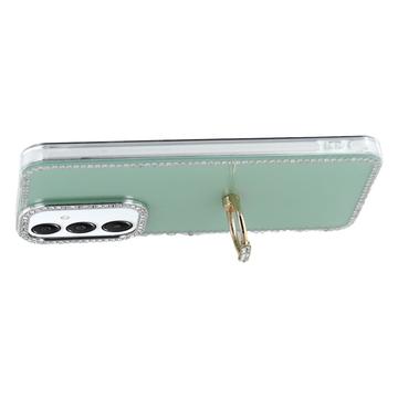 Samsung Galaxy S25/S24 CrystalGlow Hybrid Cover med Ringholder - Grøn