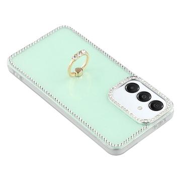 Samsung Galaxy S25/S24 CrystalGlow Hybrid Cover med Ringholder - Grøn