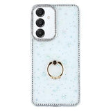 Samsung Galaxy S25/S24 CrystalGlow Hybrid Cover med Ringholder - stjerner / gennemsigtig