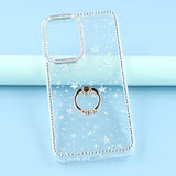 Samsung Galaxy S25/S24 CrystalGlow Hybrid Cover med Ringholder - stjerner / gennemsigtig