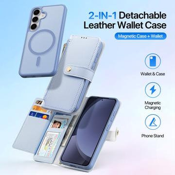 Samsung Galaxy S25 Dux Ducis Lawa Wallet læderetui m. magnetisk cover - babyblå