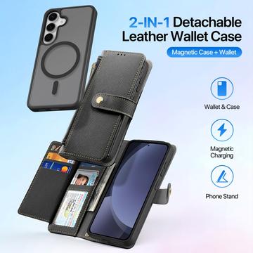 Samsung Galaxy S25 Dux Ducis Lawa Pung læderetui med magnetisk låg - sort