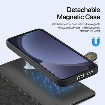 Samsung Galaxy S25 Dux Ducis Lawa Pung læderetui med magnetisk låg - sort