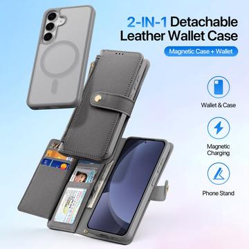 Samsung Galaxy S25 Dux Ducis Lawa Pung læderetui med magnetisk låg - grå