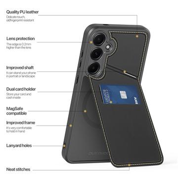 Samsung Galaxy S25 Dux Ducis Rafi II Magnetisk etui med kickstand og kortholdere - Sort
