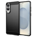 Samsung Galaxy S25 Edge Børstet TPU Cover - Karbonfiber - Sort