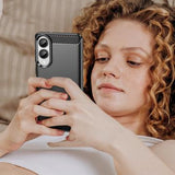 Samsung Galaxy S25 Edge Børstet TPU Cover - Karbonfiber - Sort