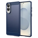 Samsung Galaxy S25 Edge Børstet TPU Cover - Karbonfiber - Blå