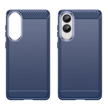 Samsung Galaxy S25 Edge Børstet TPU Cover - Karbonfiber - Blå