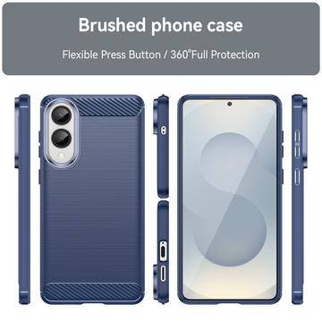 Samsung Galaxy S25 Edge Børstet TPU Cover - Karbonfiber - Blå