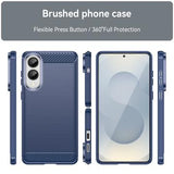 Samsung Galaxy S25 Edge Børstet TPU Cover - Karbonfiber - Blå