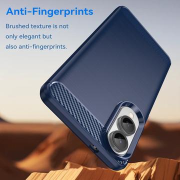 Samsung Galaxy S25 Edge Børstet TPU Cover - Karbonfiber - Blå