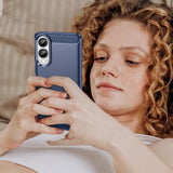 Samsung Galaxy S25 Edge Børstet TPU Cover - Karbonfiber - Blå