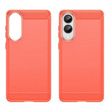 Samsung Galaxy S25 Edge Børstet TPU Cover - Karbonfiber - Rød