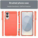 Samsung Galaxy S25 Edge Børstet TPU Cover - Karbonfiber - Rød