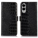 Samsung Galaxy S25 Edge Crocodile Series Læderpung med RFID - Sort