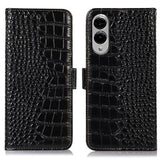 Samsung Galaxy S25 Edge Crocodile Series Læderpung med RFID - Sort