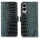 Samsung Galaxy S25 Edge Crocodile Series Læderpung med RFID - Grøn