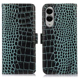 Samsung Galaxy S25 Edge Crocodile Series Læderpung med RFID - Grøn