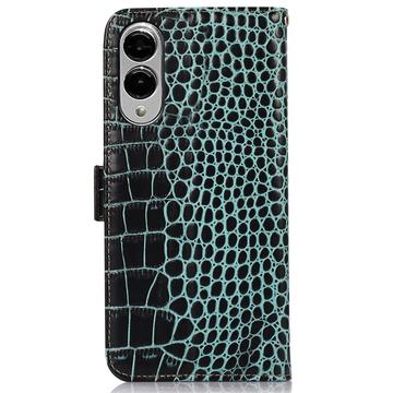 Samsung Galaxy S25 Edge Crocodile Series Læderpung med RFID - Grøn
