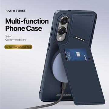Samsung Galaxy S25 Edge Dux Ducis Rafi II magnetisk cover med kickstand og kortholdere - Blå