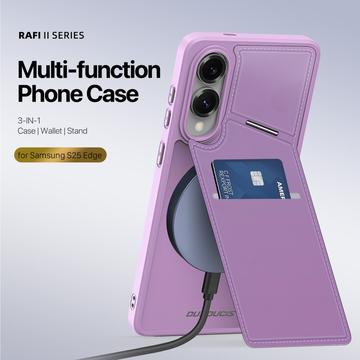 Samsung Galaxy S25 Edge Dux Ducis Rafi II Magnetisk cover med kickstand og kortholdere - Lilla