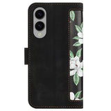 Samsung Galaxy S25 Edge Blomstret pung etui med kortholdere - Sort