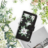 Samsung Galaxy S25 Edge Blomstret pung etui med kortholdere - Sort