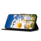 Samsung Galaxy S25 Edge Blomstret pung etui med kortholdere - Sort