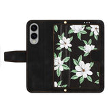 Samsung Galaxy S25 Edge Blomstret pung etui med kortholdere - Sort