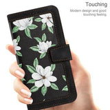 Samsung Galaxy S25 Edge Blomstret pung etui med kortholdere - Sort