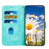 Samsung Galaxy S25 Edge Blomstret pung etui med kortholdere - grøn