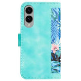 Samsung Galaxy S25 Edge Blomstret pung etui med kortholdere - grøn