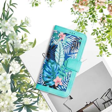 Samsung Galaxy S25 Edge Blomstret pung etui med kortholdere - grøn