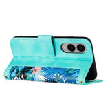 Samsung Galaxy S25 Edge Blomstret pung etui med kortholdere - grøn