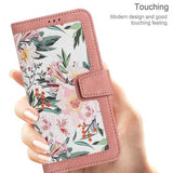 Samsung Galaxy S25 Edge Blomstret pung etui med kortholdere - pink