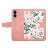 Samsung Galaxy S25 Edge Blomstret pung etui med kortholdere - pink
