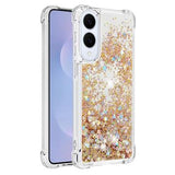 Samsung Galaxy S25 Edge Glitter Quicksand TPU Cover - Guldhjerter