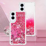 Samsung Galaxy S25 Edge Glitter Quicksand TPU Cover - Lyserøde hjerter