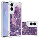 Samsung Galaxy S25 Edge Glitter Quicksand TPU Cover - Lilla hjerter