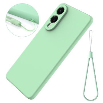Samsung Galaxy S25 Edge Flydende silikone cover med håndrem - grøn