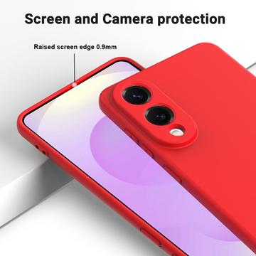 Samsung Galaxy S25 Edge Flydende silikone cover med håndrem - rød