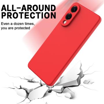 Samsung Galaxy S25 Edge Flydende silikone cover med håndrem - rød