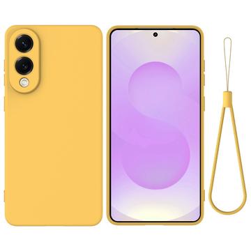 Samsung Galaxy S25 Edge Flydende silikone cover med håndrem - gul