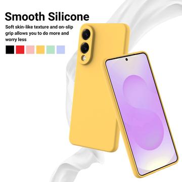 Samsung Galaxy S25 Edge Flydende silikone cover med håndrem - gul