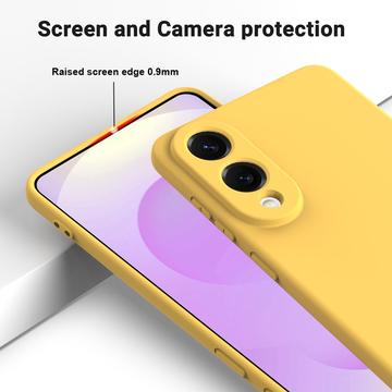Samsung Galaxy S25 Edge Flydende silikone cover med håndrem - gul