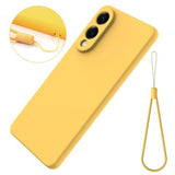 Samsung Galaxy S25 Edge Flydende silikone cover med håndrem - gul