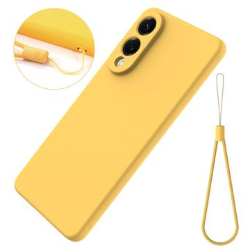 Samsung Galaxy S25 Edge Flydende silikone cover med håndrem - gul